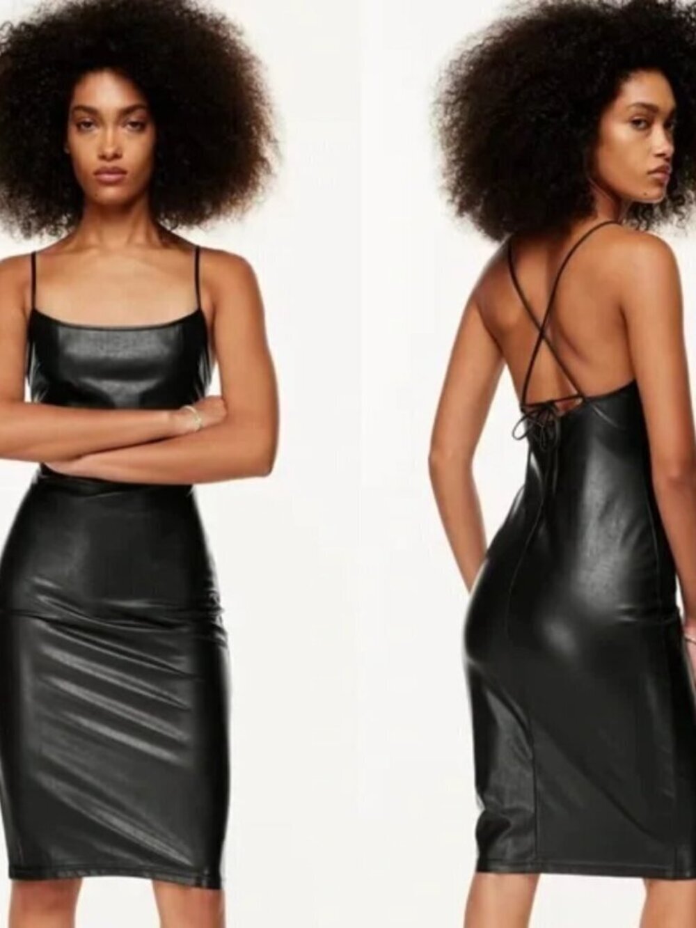 Aritzia Ten by Babaton Backstory Vegan Leather Midi Dress Black Size 6